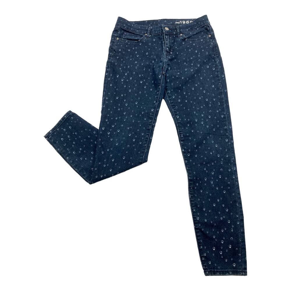 Vintage Gap 1969 Jeans Y2K Navy Denim Rain Drop Pattern Size 28